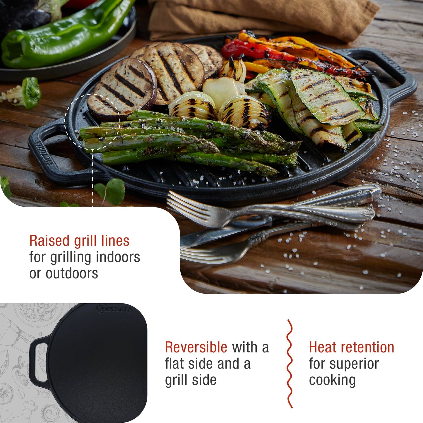 Victoria 13" Rectangular Cast Iron Griddle