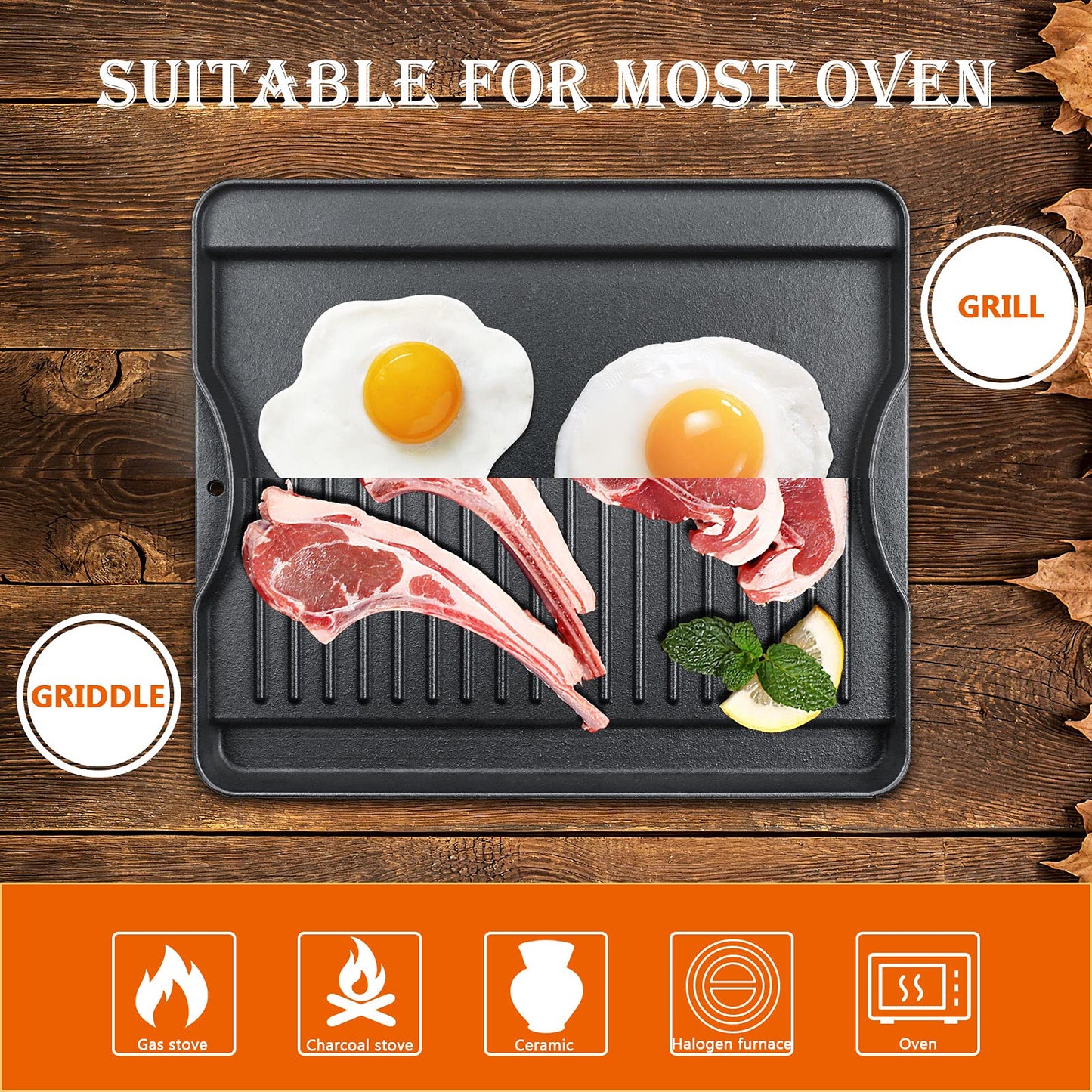 Cast Iron Nanoceramic Grill Griddle