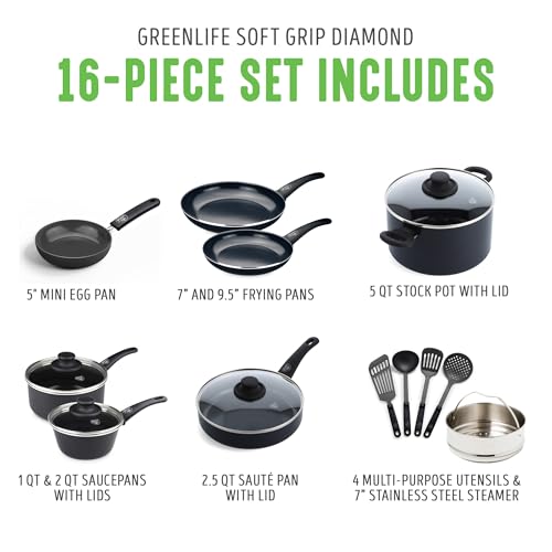 GreenLife 16-Pc Nonstick Cookware Set
