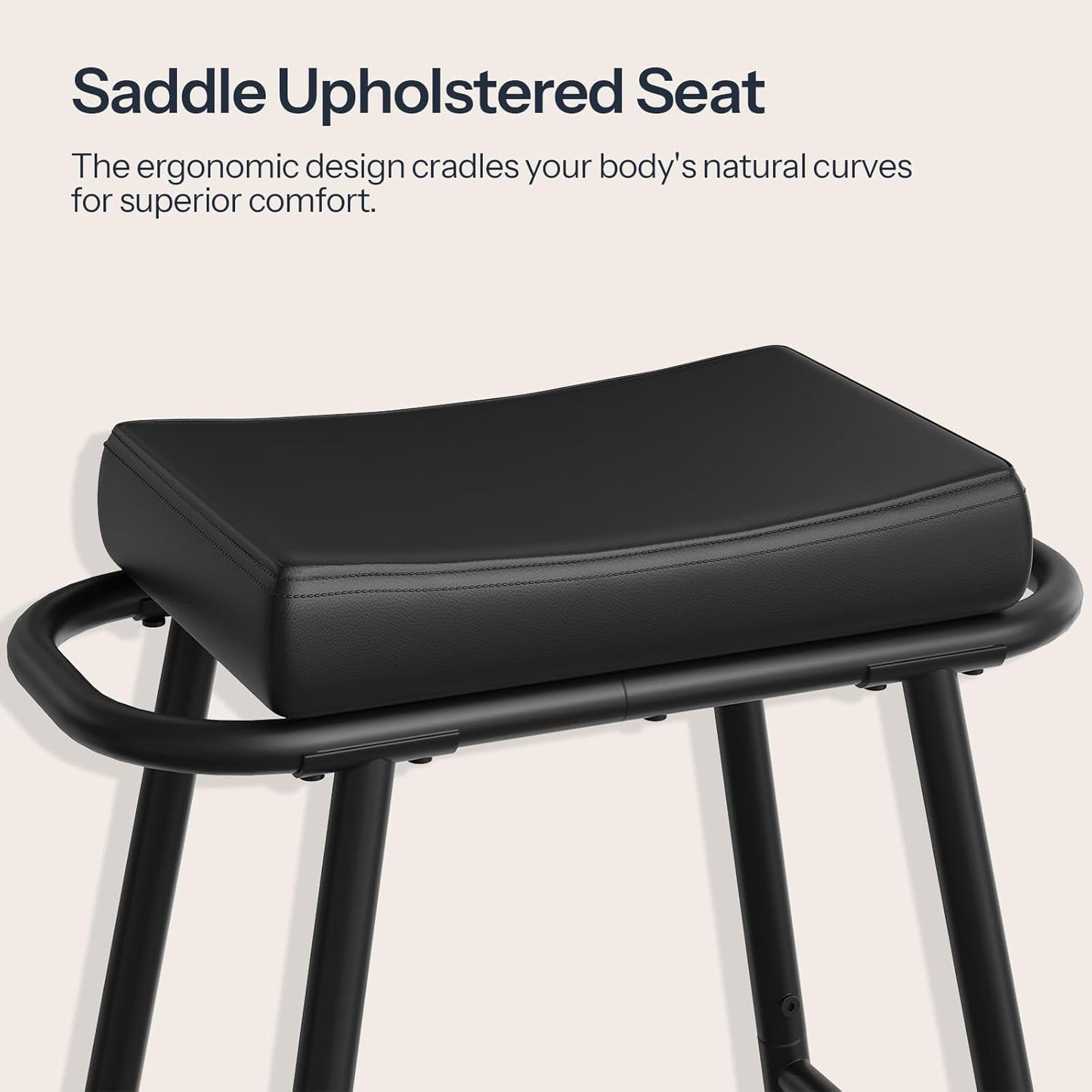 2-Piece 24" PU Bar Stools – Black