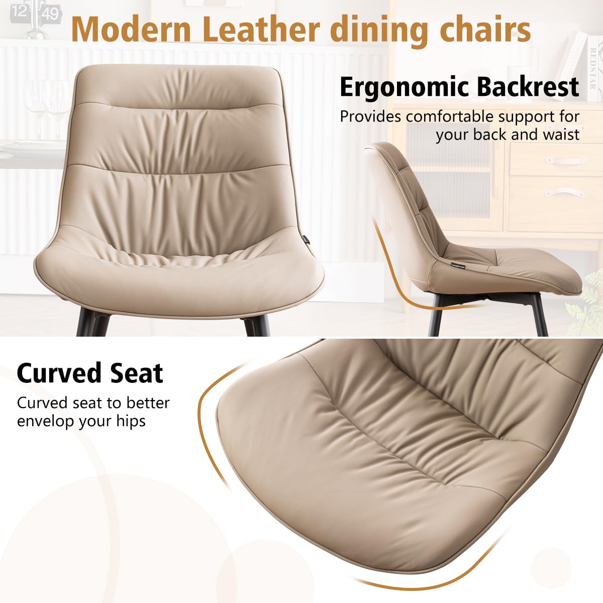 2 Modern PU Dining Chairs – Black
