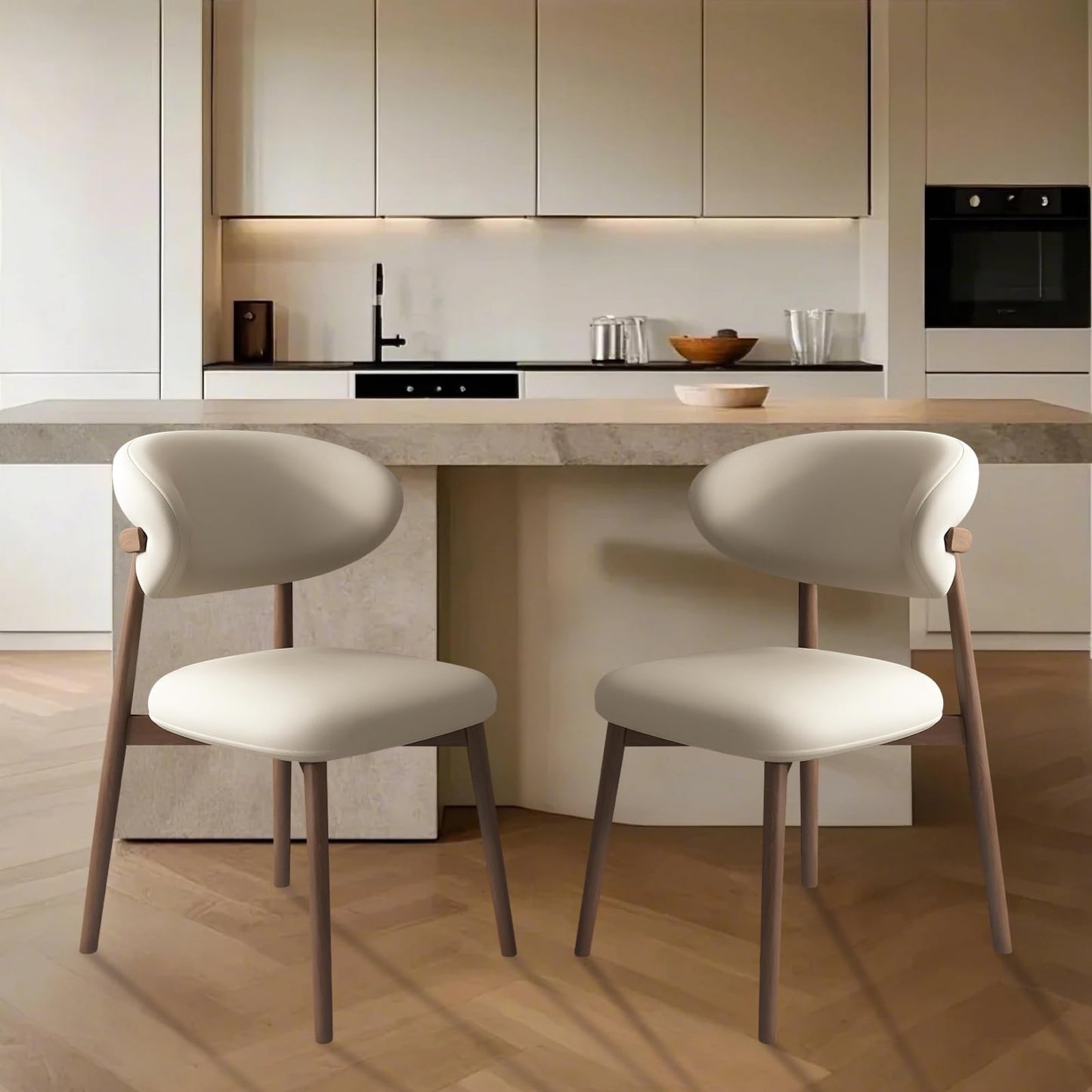 2 Mid-Century Upholstered Dining Chairs