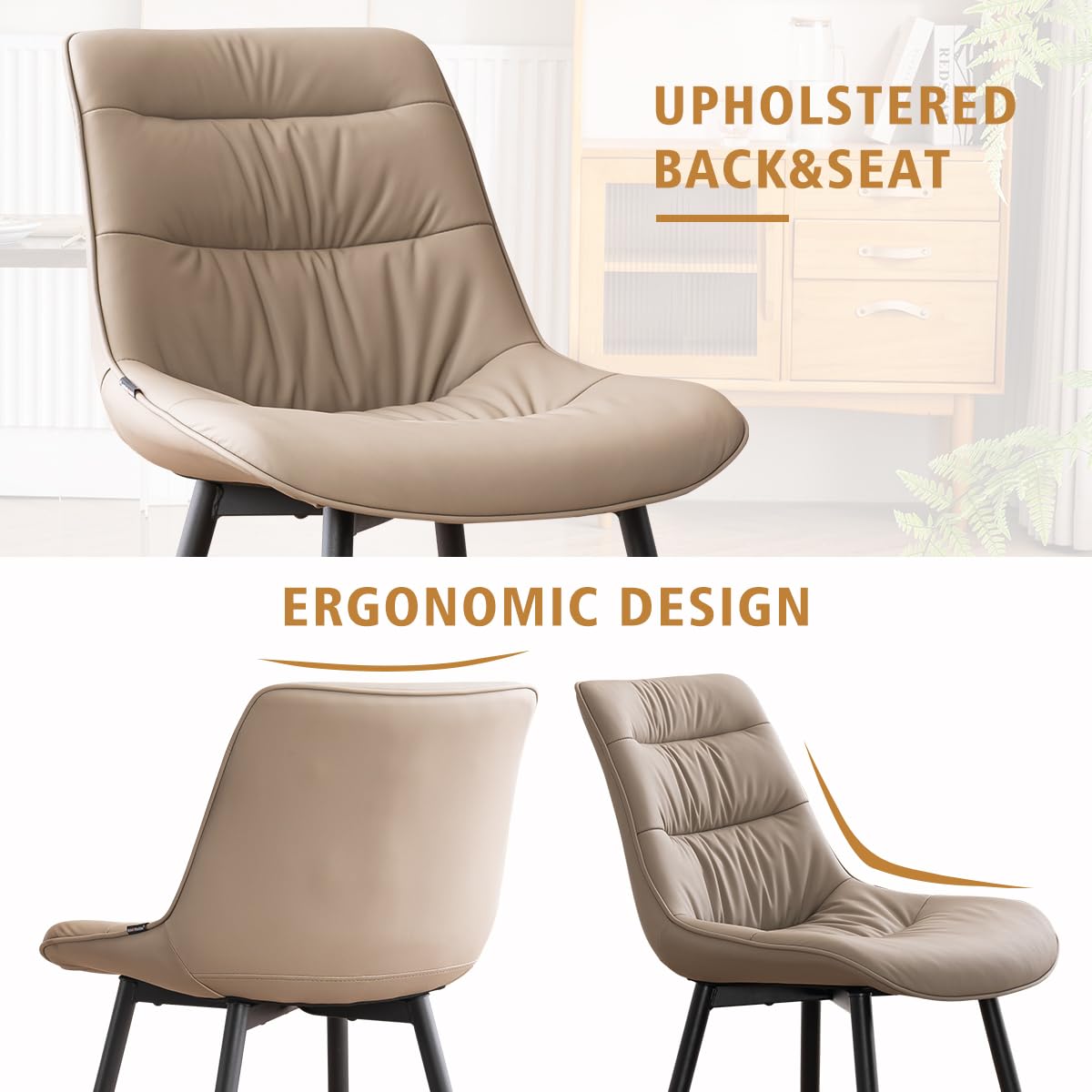 2 Modern PU Dining Chairs – Black