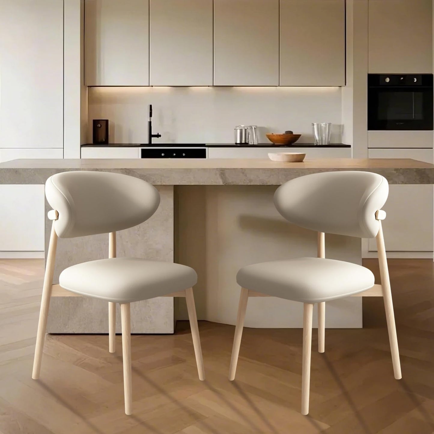 2 Mid-Century Upholstered Dining Chairs