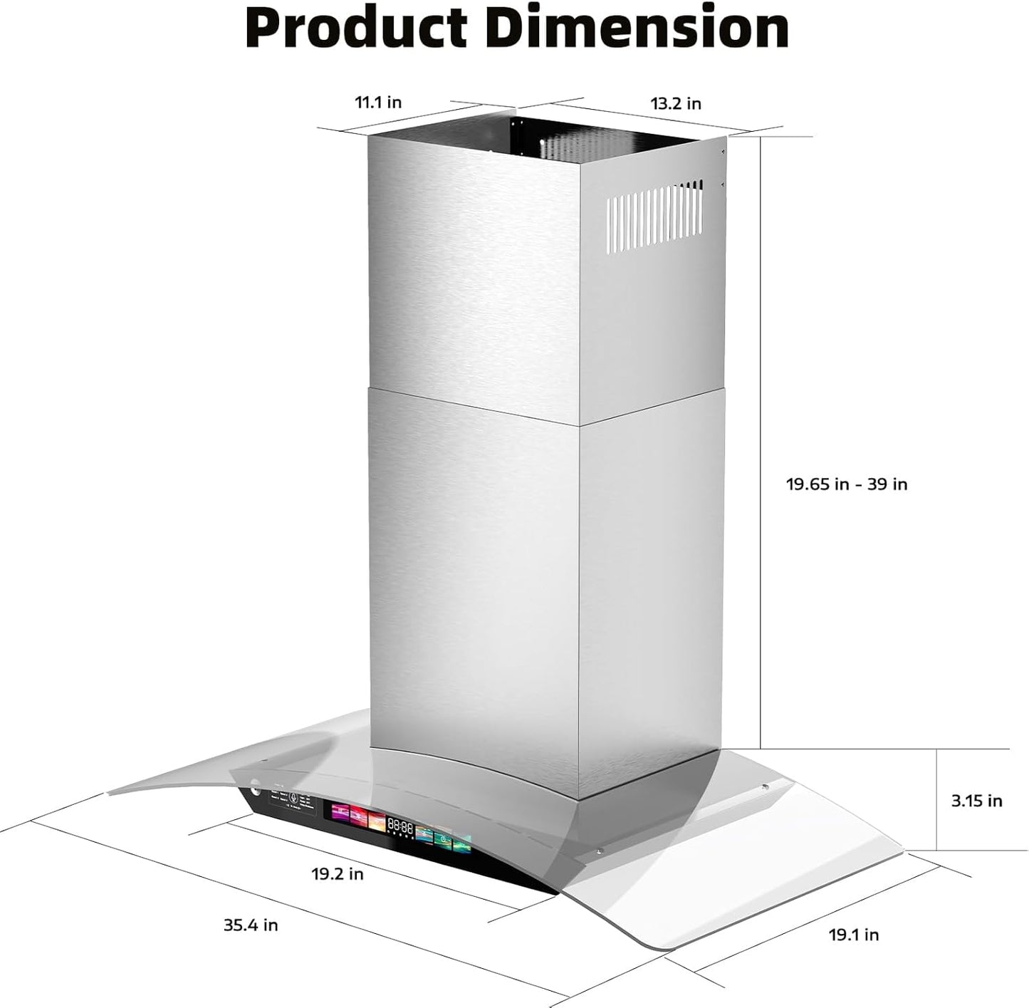 36" Wall Mount Range Hood – Stainless Steel