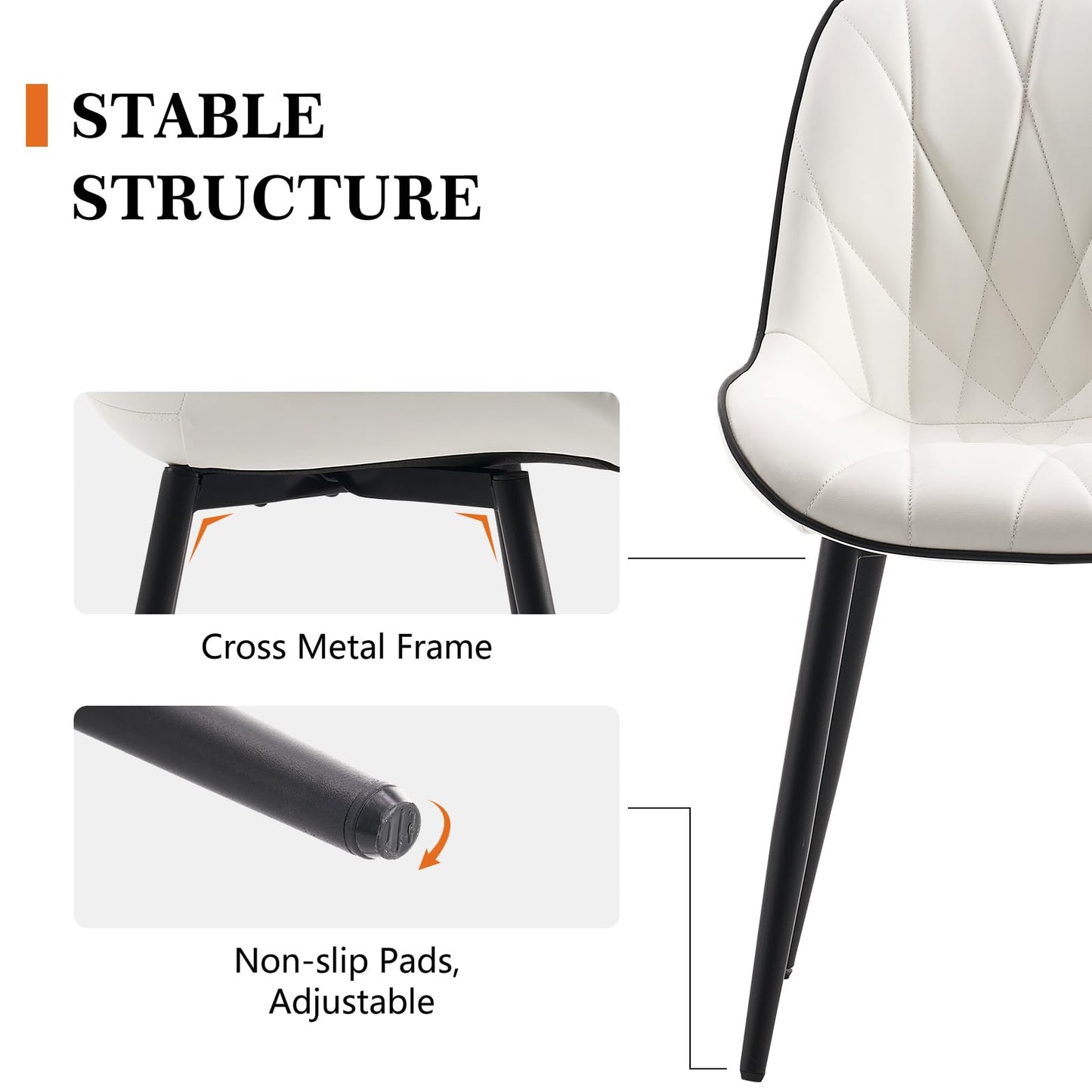 2 Modern White Dining Chairs