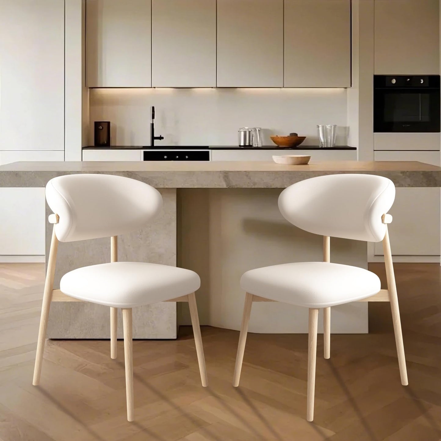 2 Mid-Century Upholstered Dining Chairs