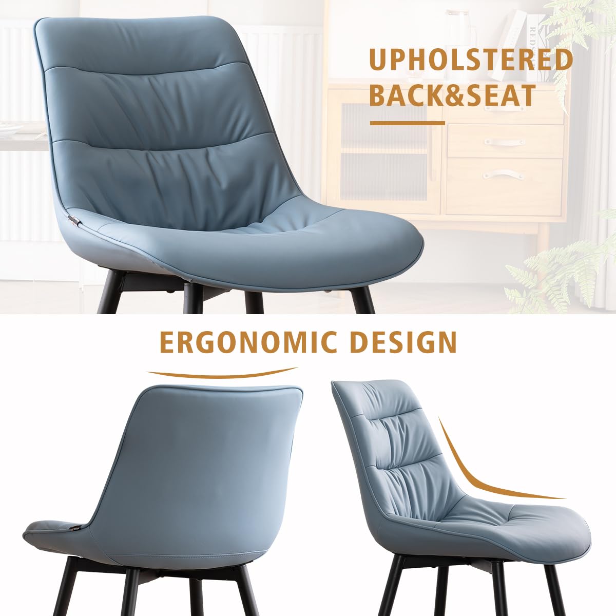 2 Modern PU Dining Chairs – Black