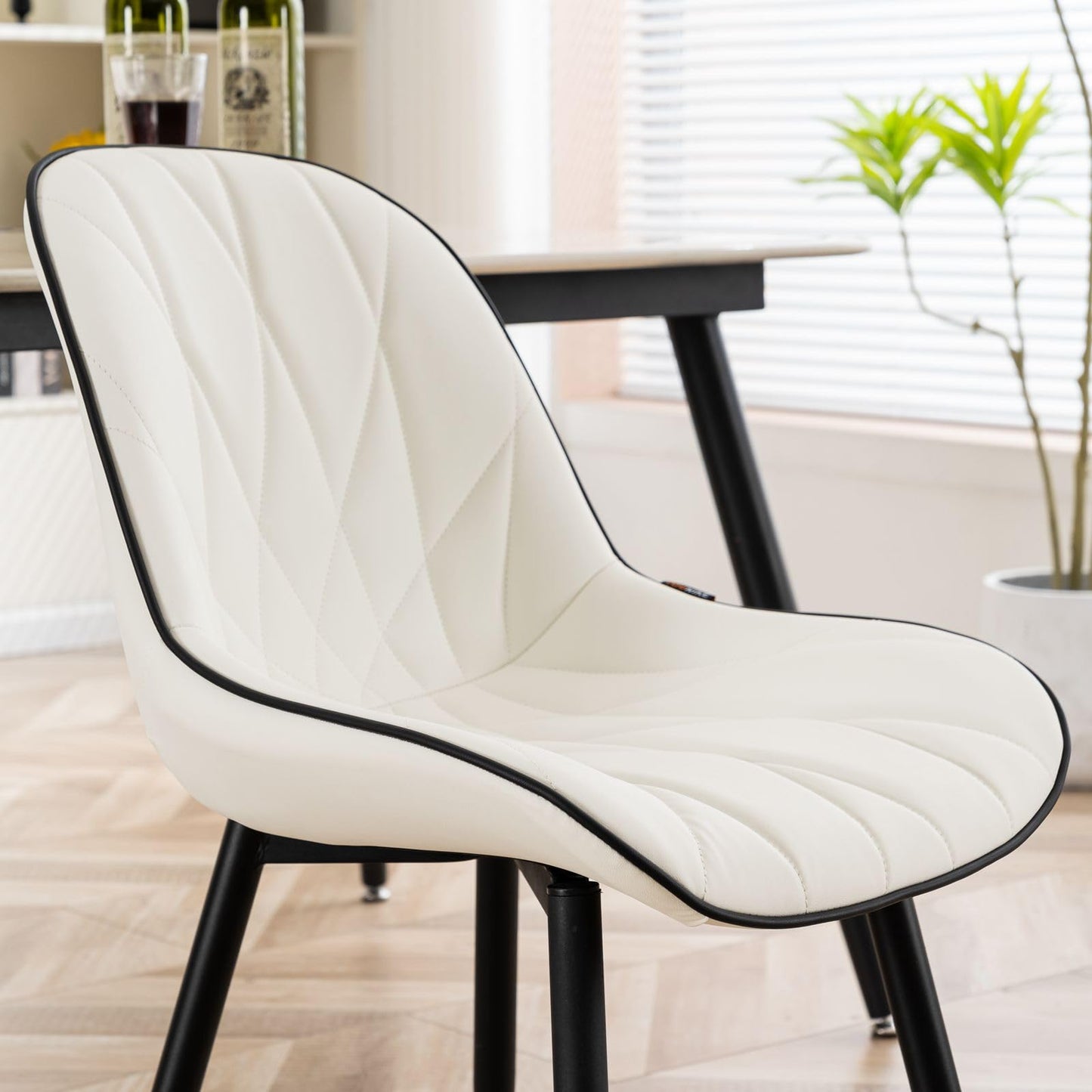 2 Modern White Dining Chairs