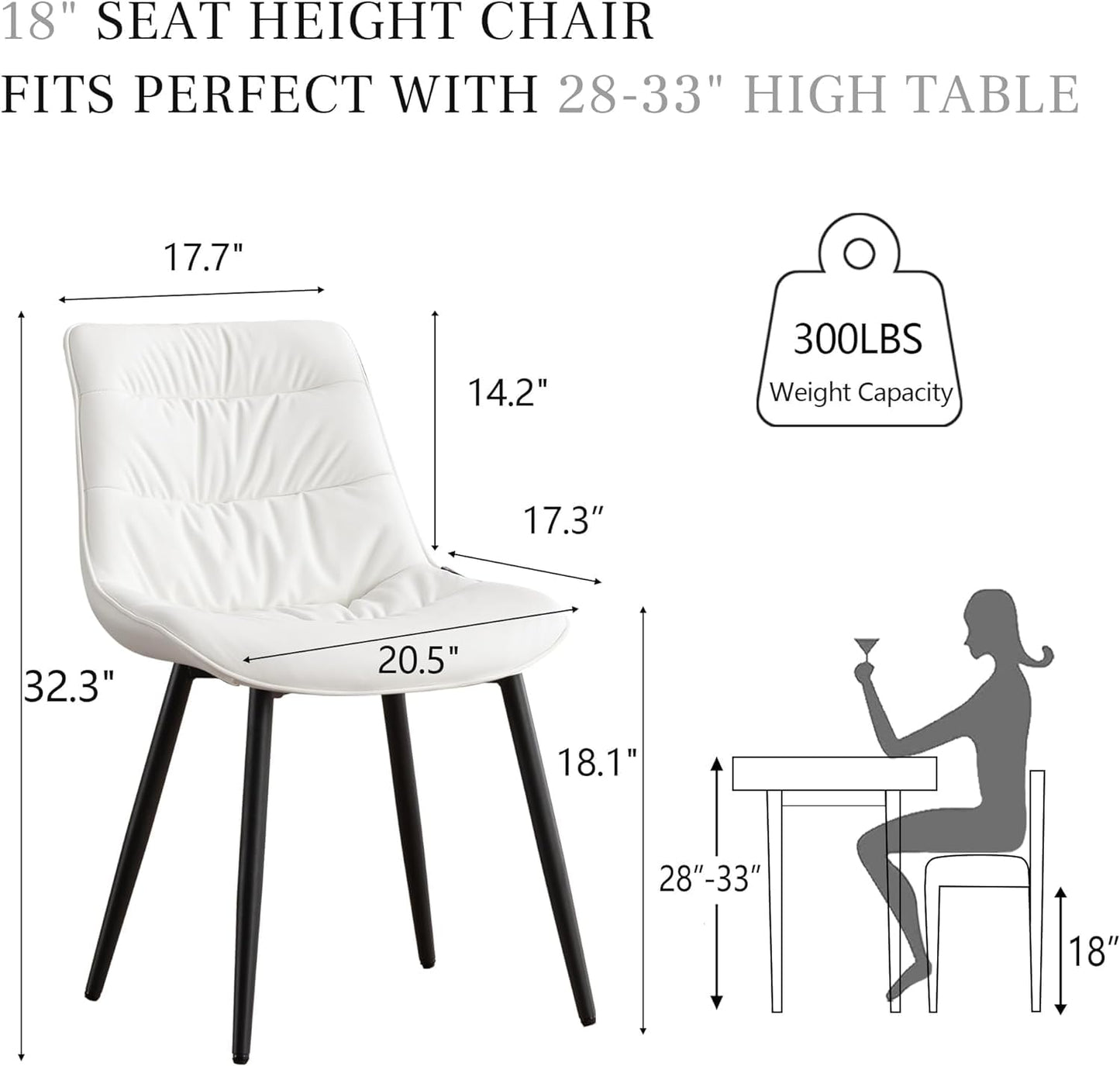 2 Modern PU Dining Chairs – Black