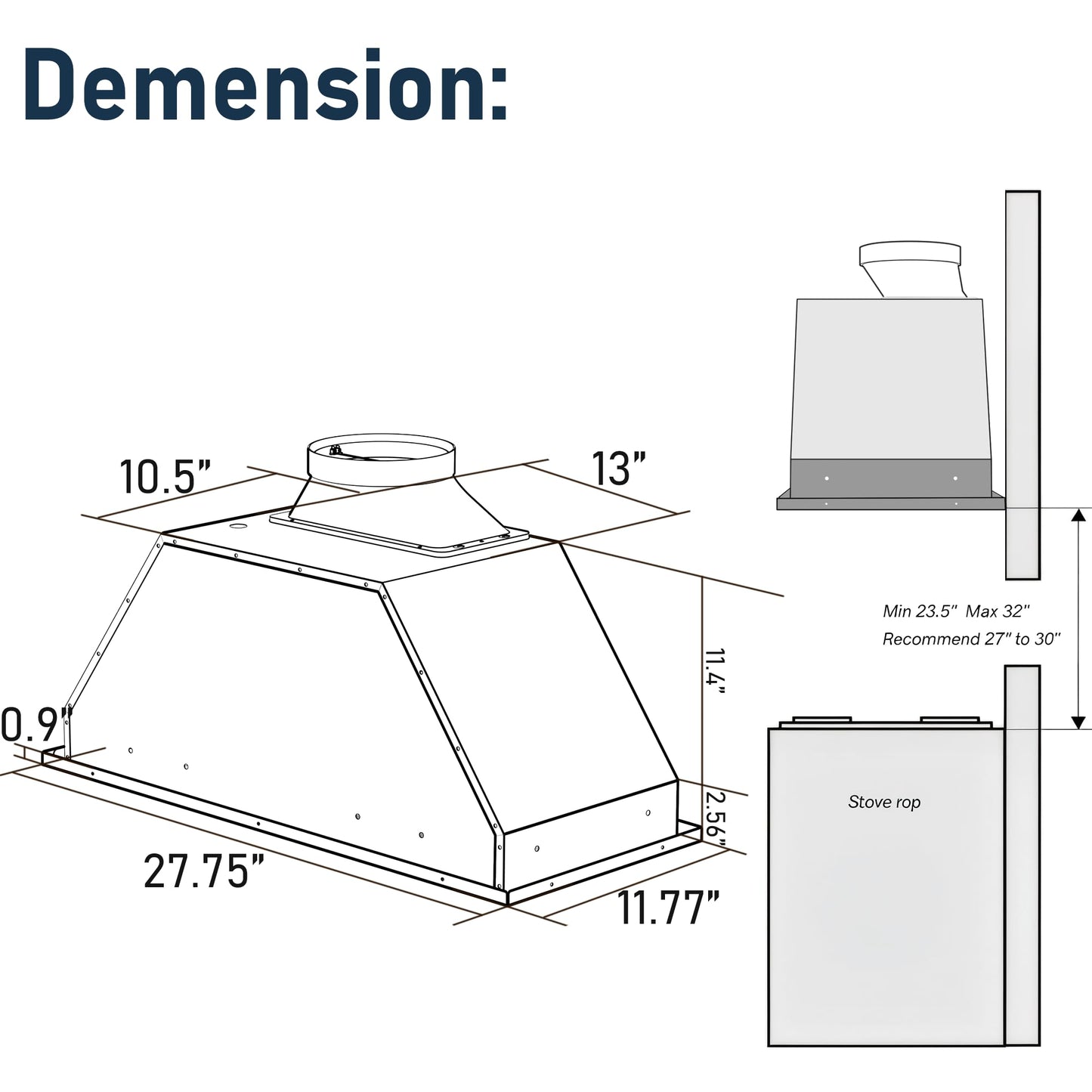 IKTCH 36" Kitchen Range Hood – Stainless Steel