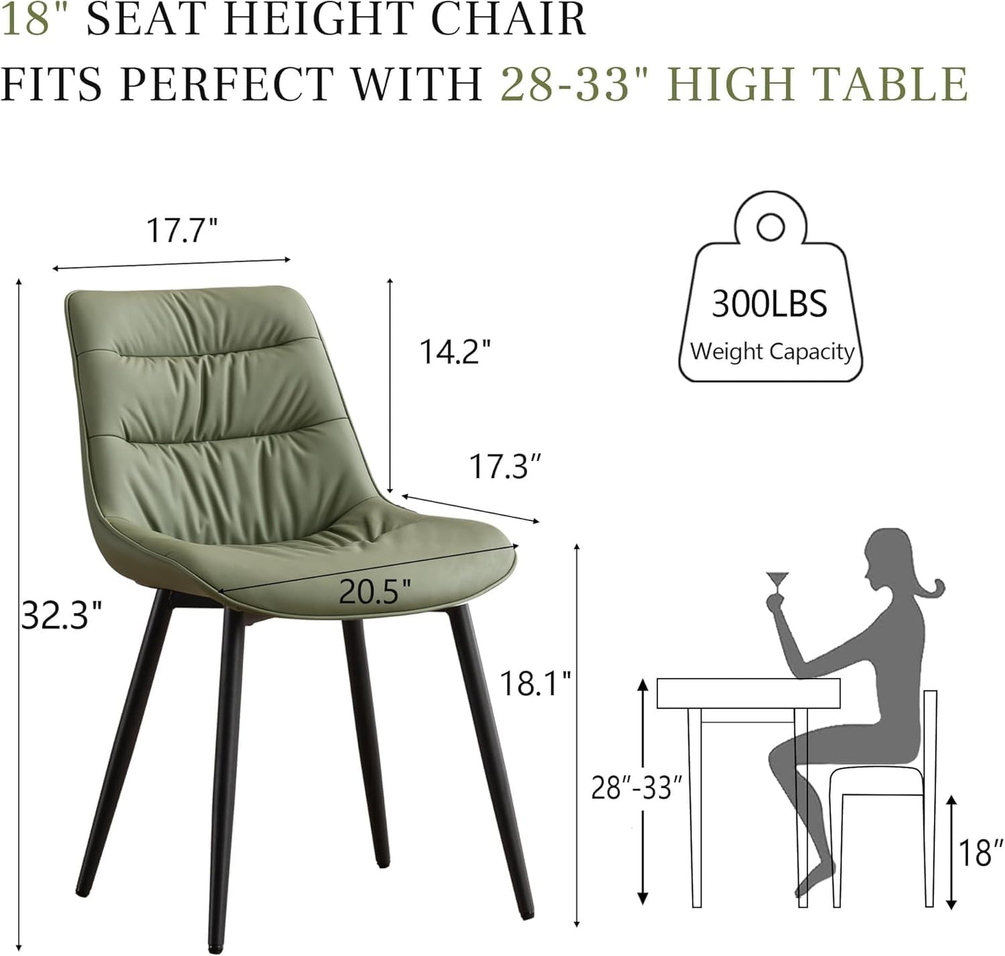 2 Modern PU Dining Chairs – Black