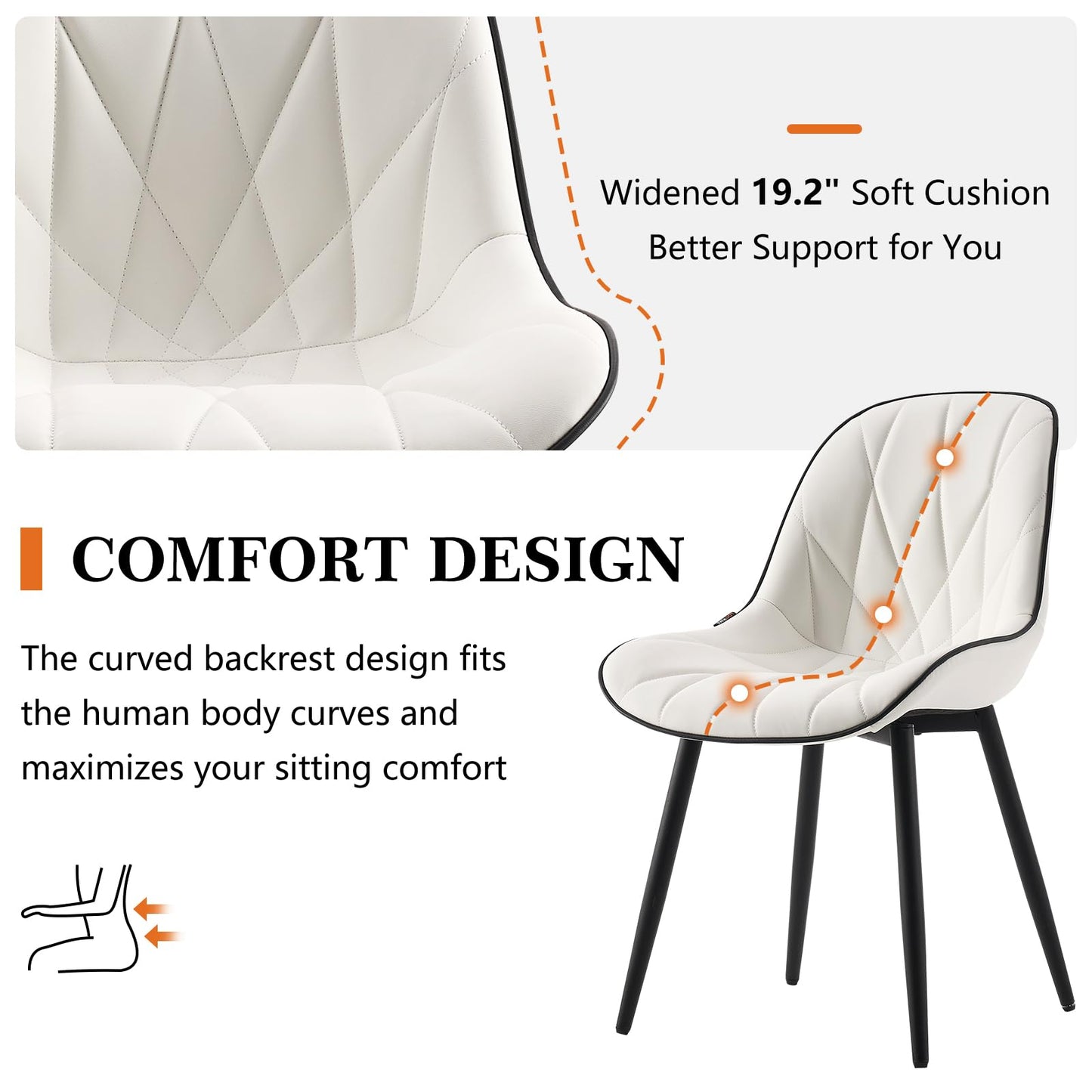 2 Modern White Dining Chairs