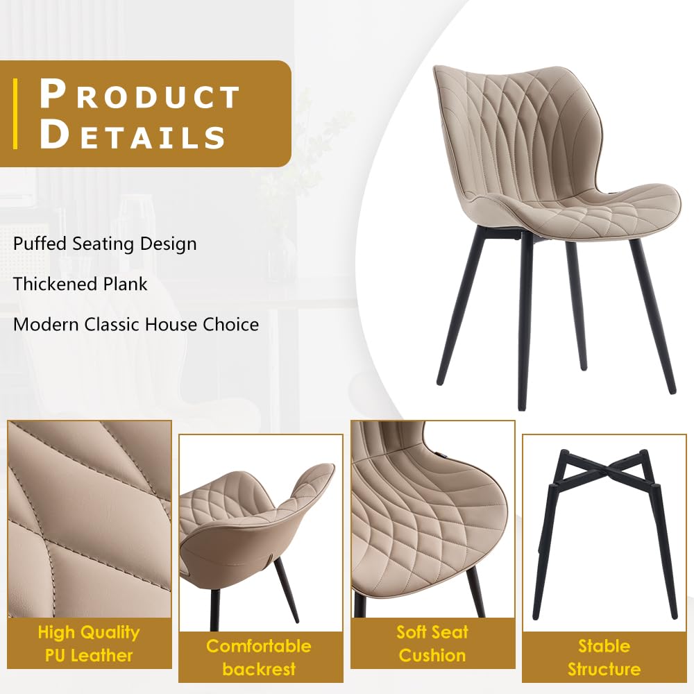 2 Modern Khaki Dining Chairs