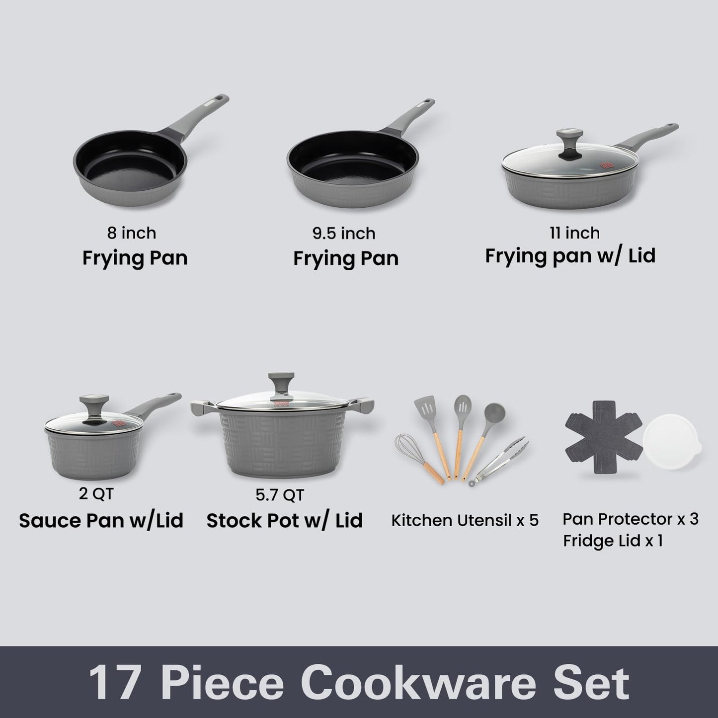 UCCLIFE 22-Pc Cookware Set