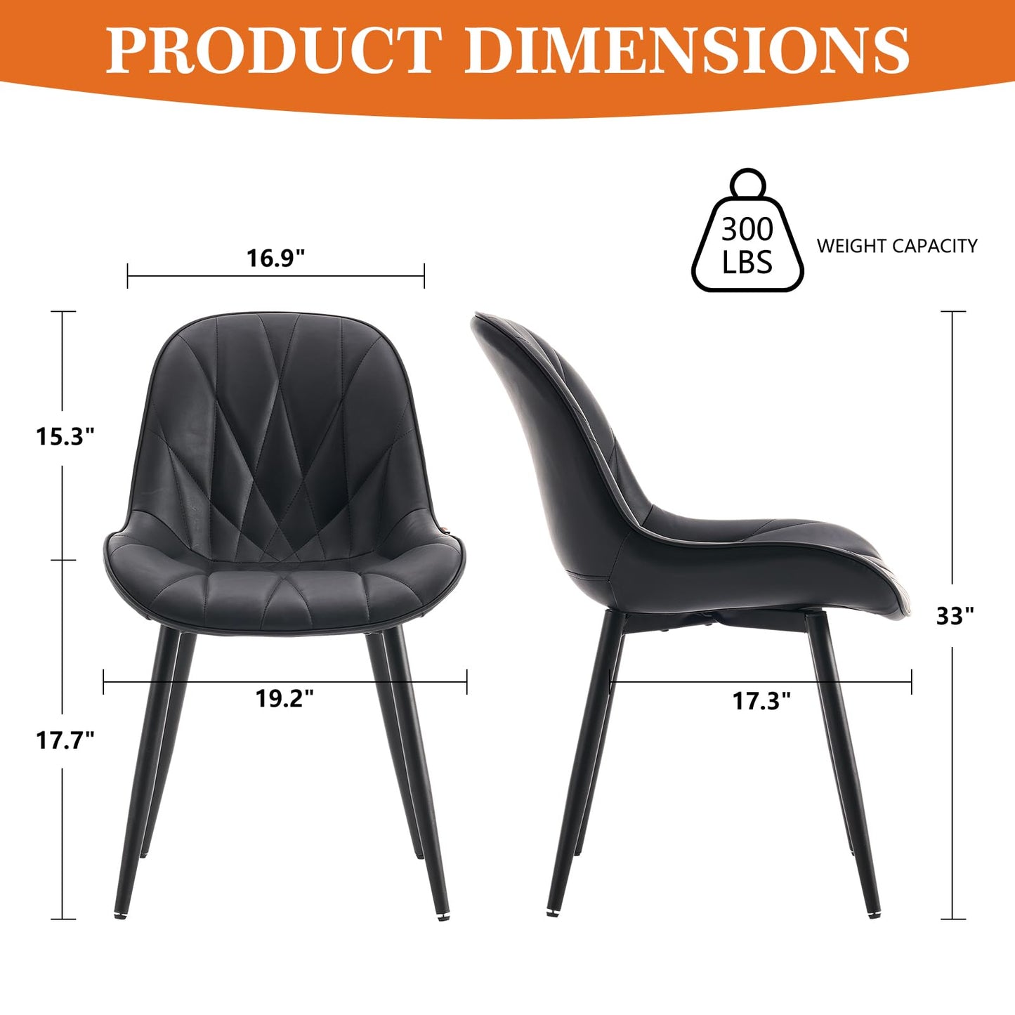 2 Modern White Dining Chairs