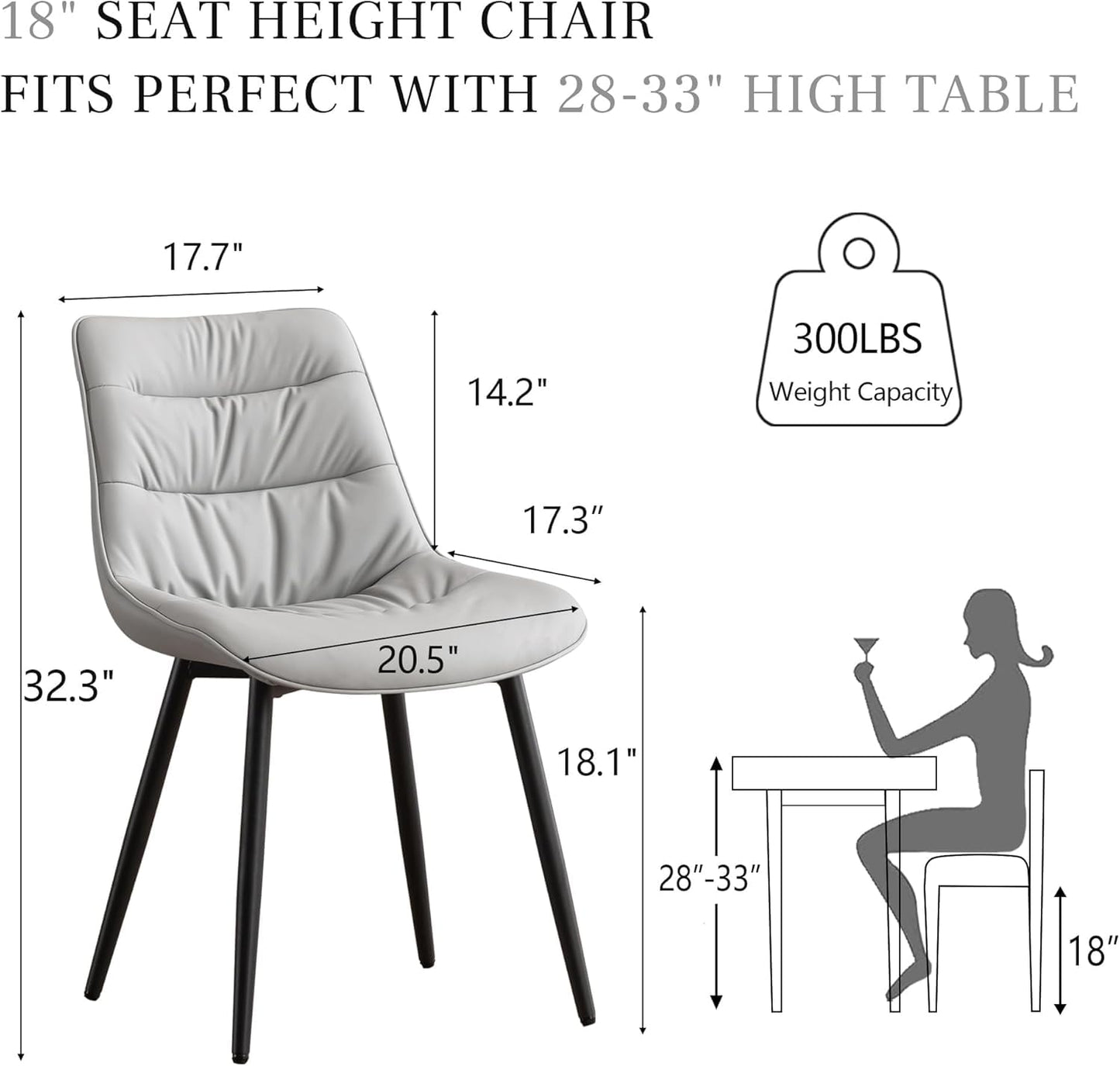 2 Modern PU Dining Chairs – Black