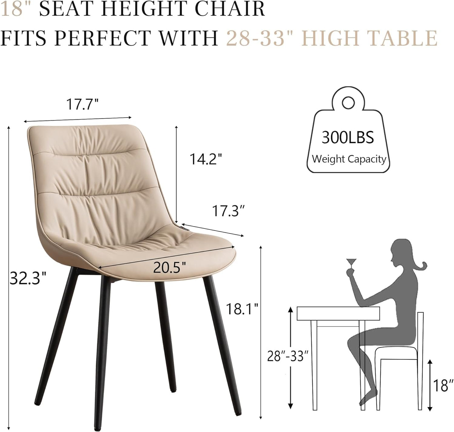 2 Modern PU Dining Chairs – Black