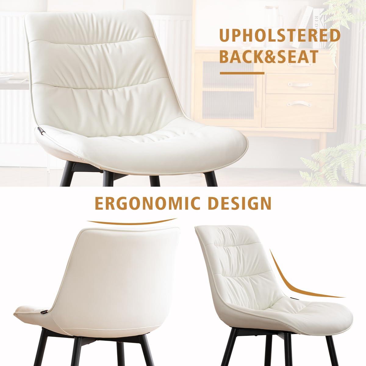 2 Modern PU Dining Chairs – Black