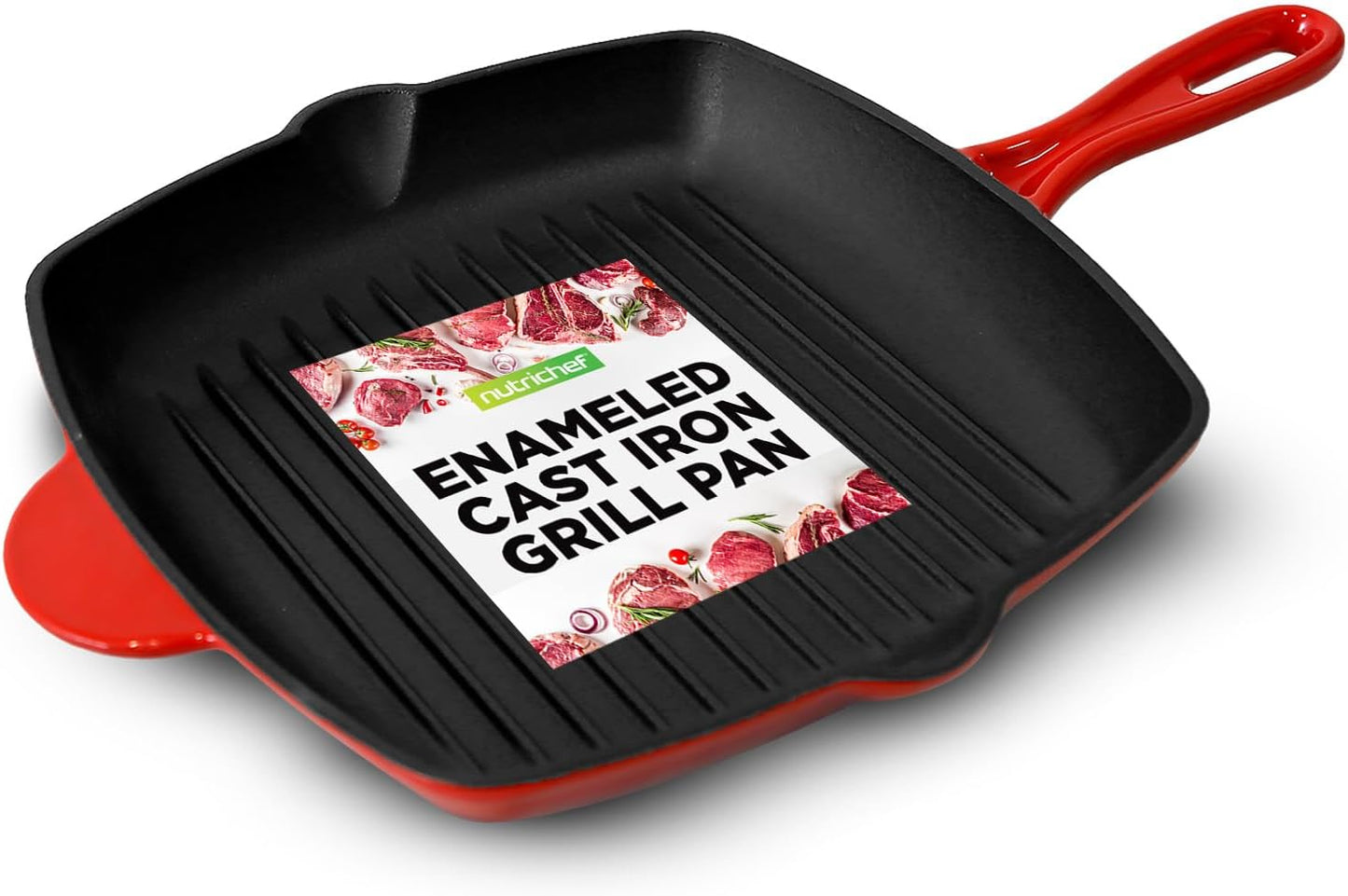 NutriChef 11" Cast Iron Grill Pan