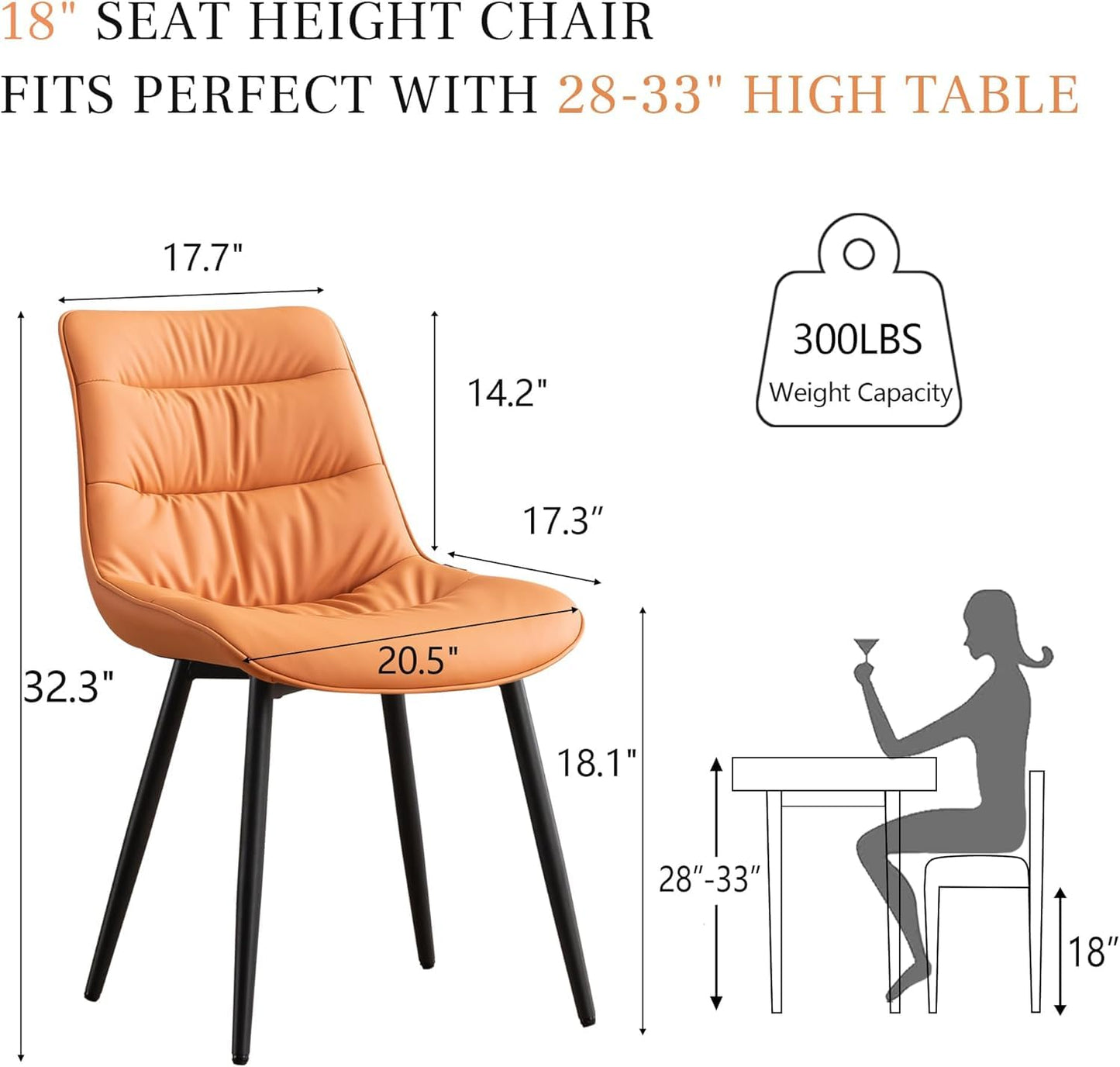 2 Modern PU Dining Chairs – Black