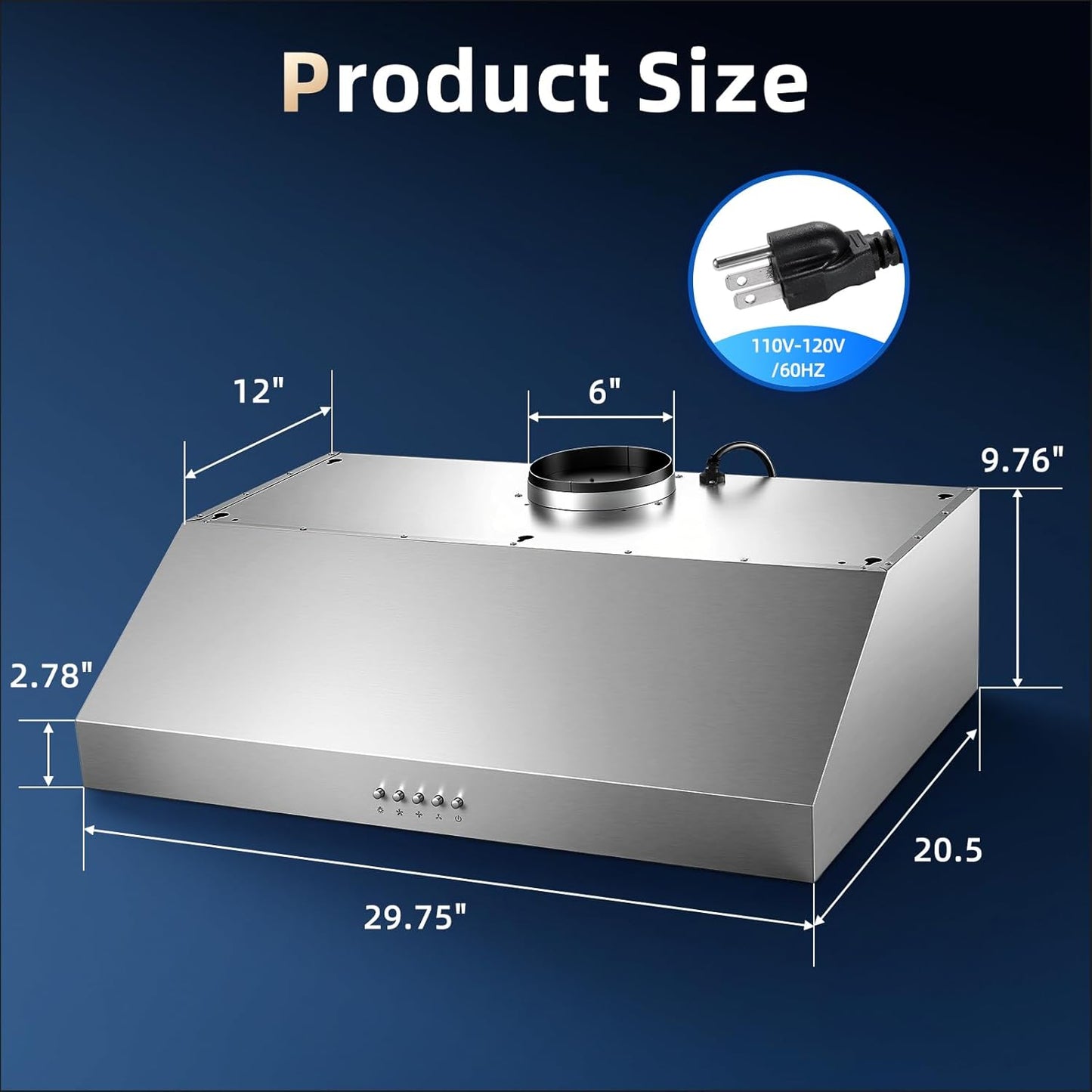 Tiesay 30" Range Hood – Stainless Steel