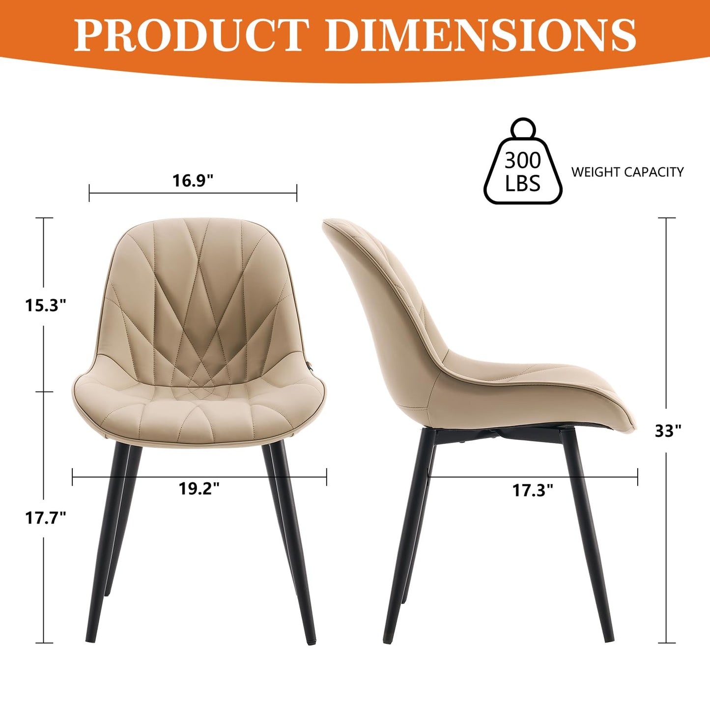 2 Modern White Dining Chairs