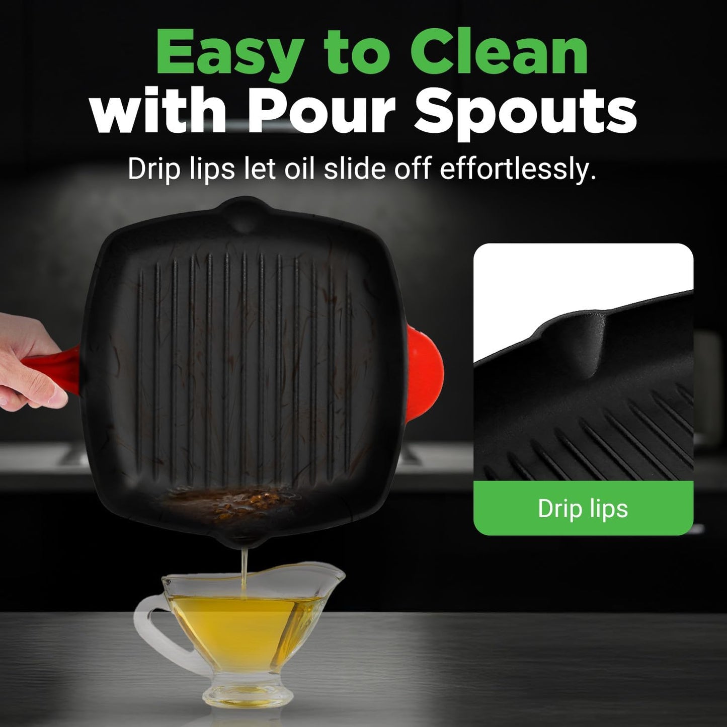 NutriChef 11" Cast Iron Grill Pan