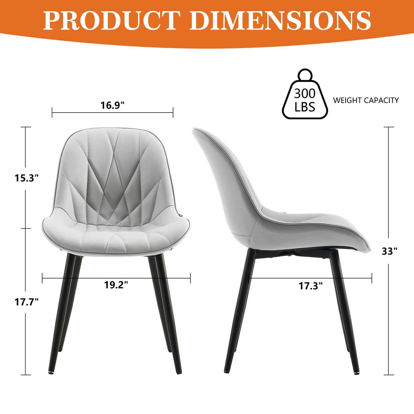 2 Modern White Dining Chairs