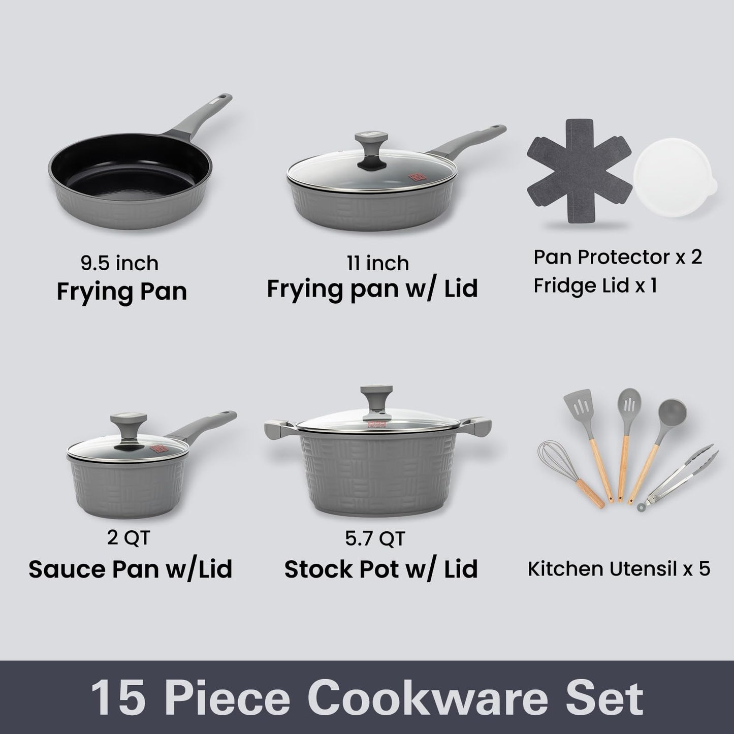 UCCLIFE 22-Pc Cookware Set