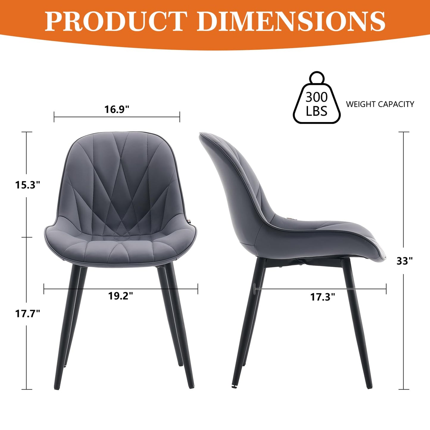 2 Modern White Dining Chairs