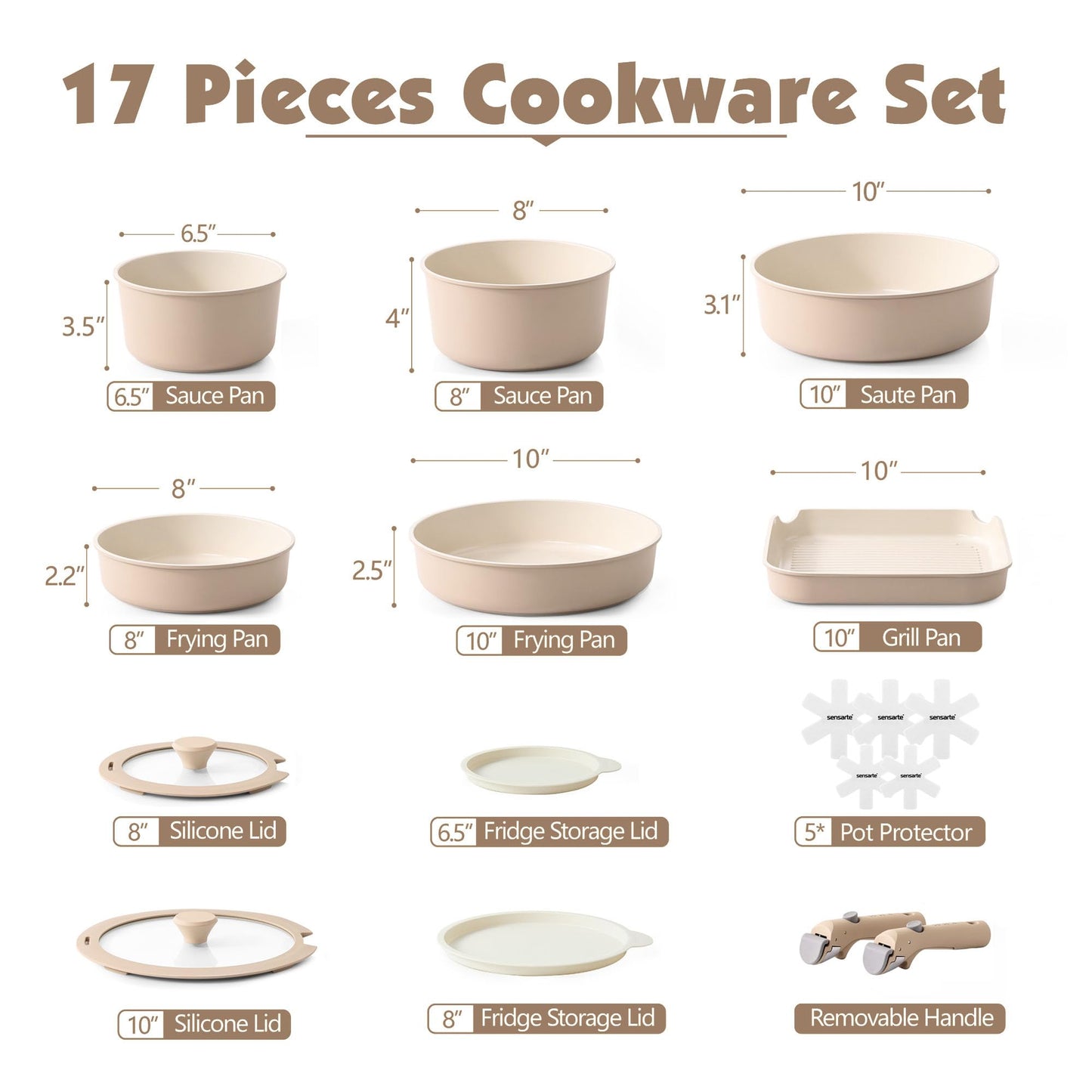 SENSARTE 17-Pc Cookware Set