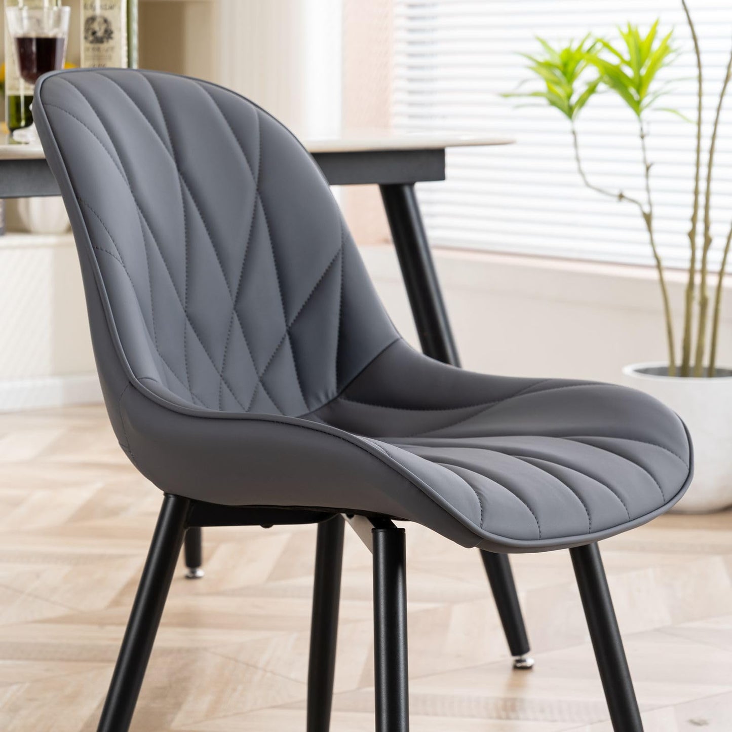 2 Modern White Dining Chairs