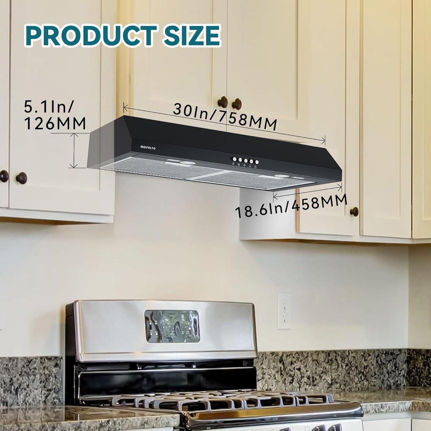 30" Under Cabinet Range Hood – Black