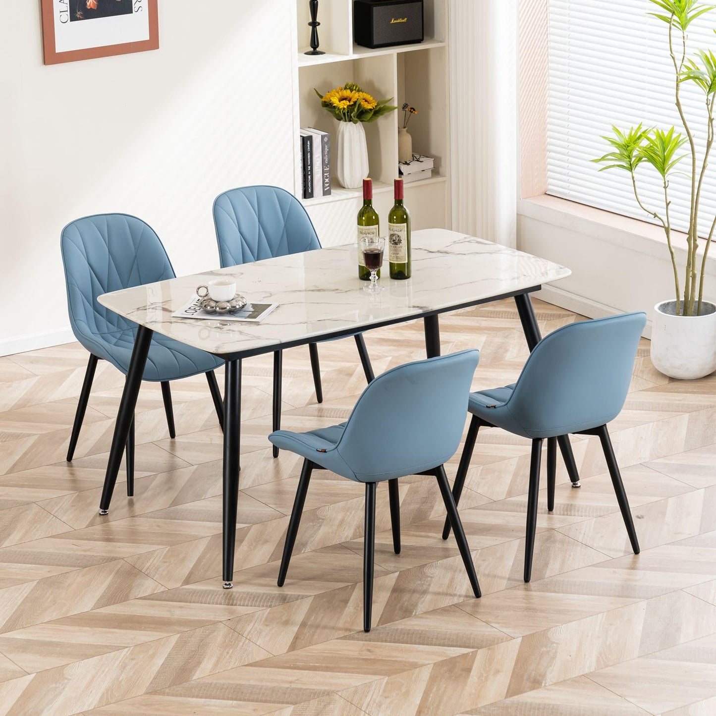 2 Modern White Dining Chairs