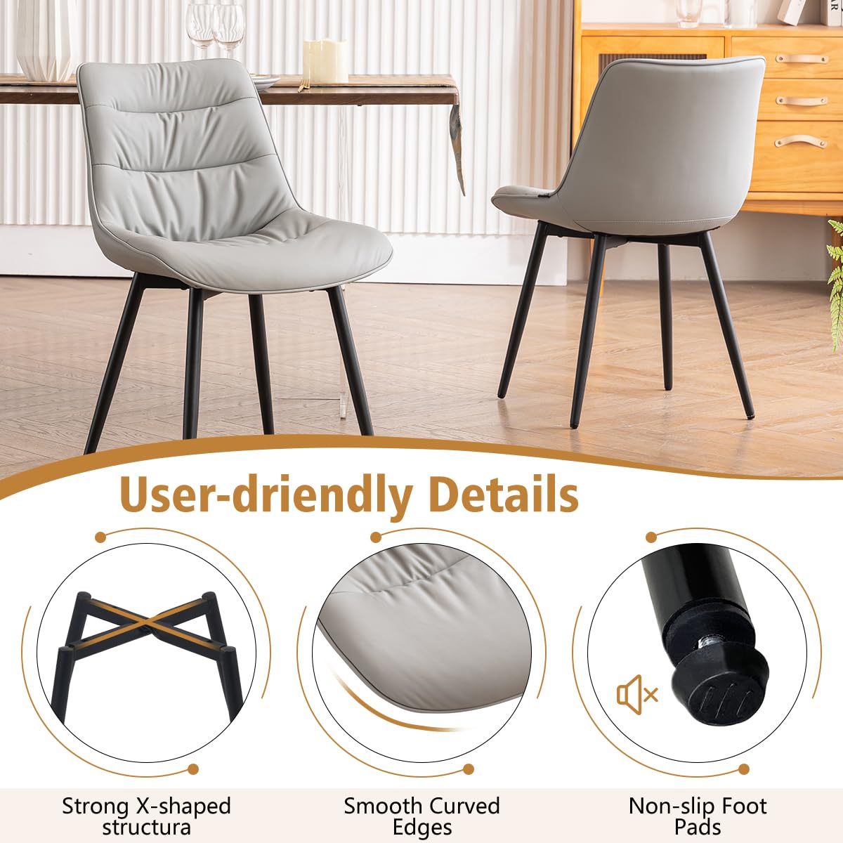 2 Modern PU Dining Chairs – Black