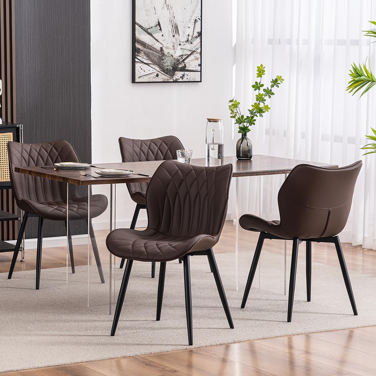 2 Modern Khaki Dining Chairs