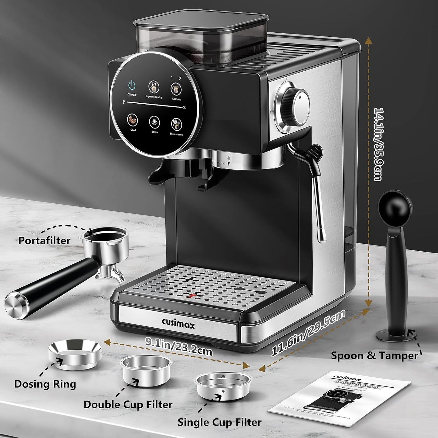 CUSIMAX Espresso Machine with Milk Frother