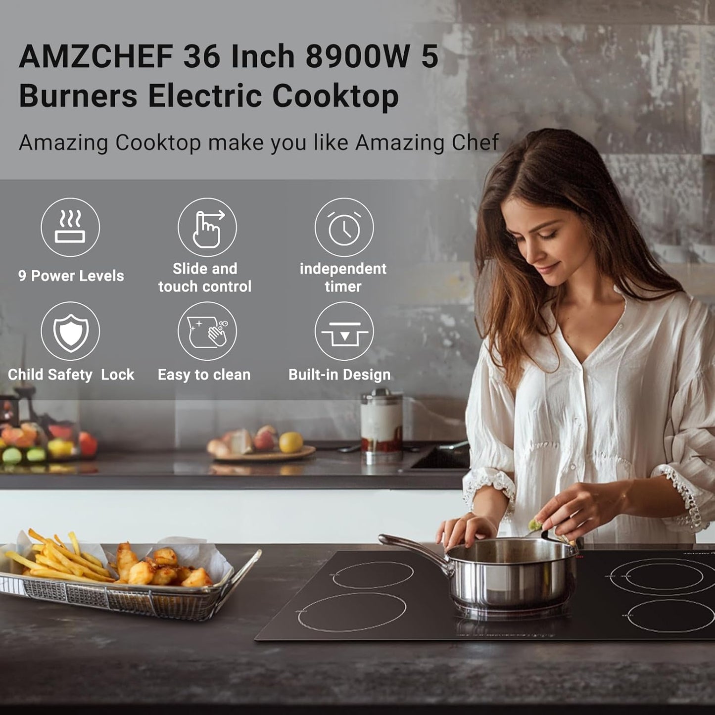 AMZCHEF 36" Electric Cooktop
