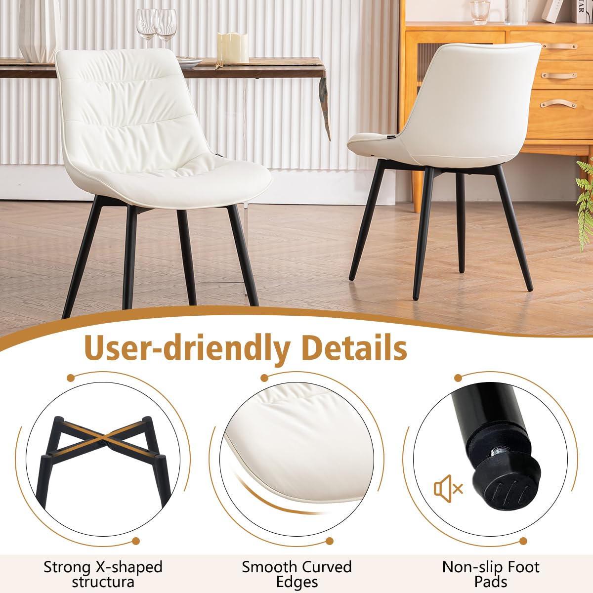 2 Modern PU Dining Chairs – Black