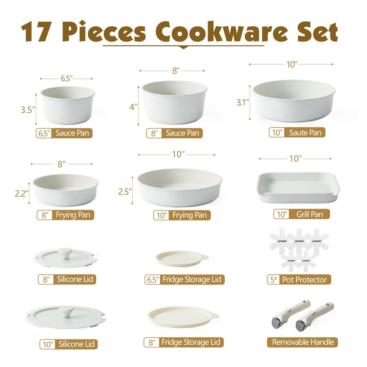 SENSARTE 17-Pc Cookware Set