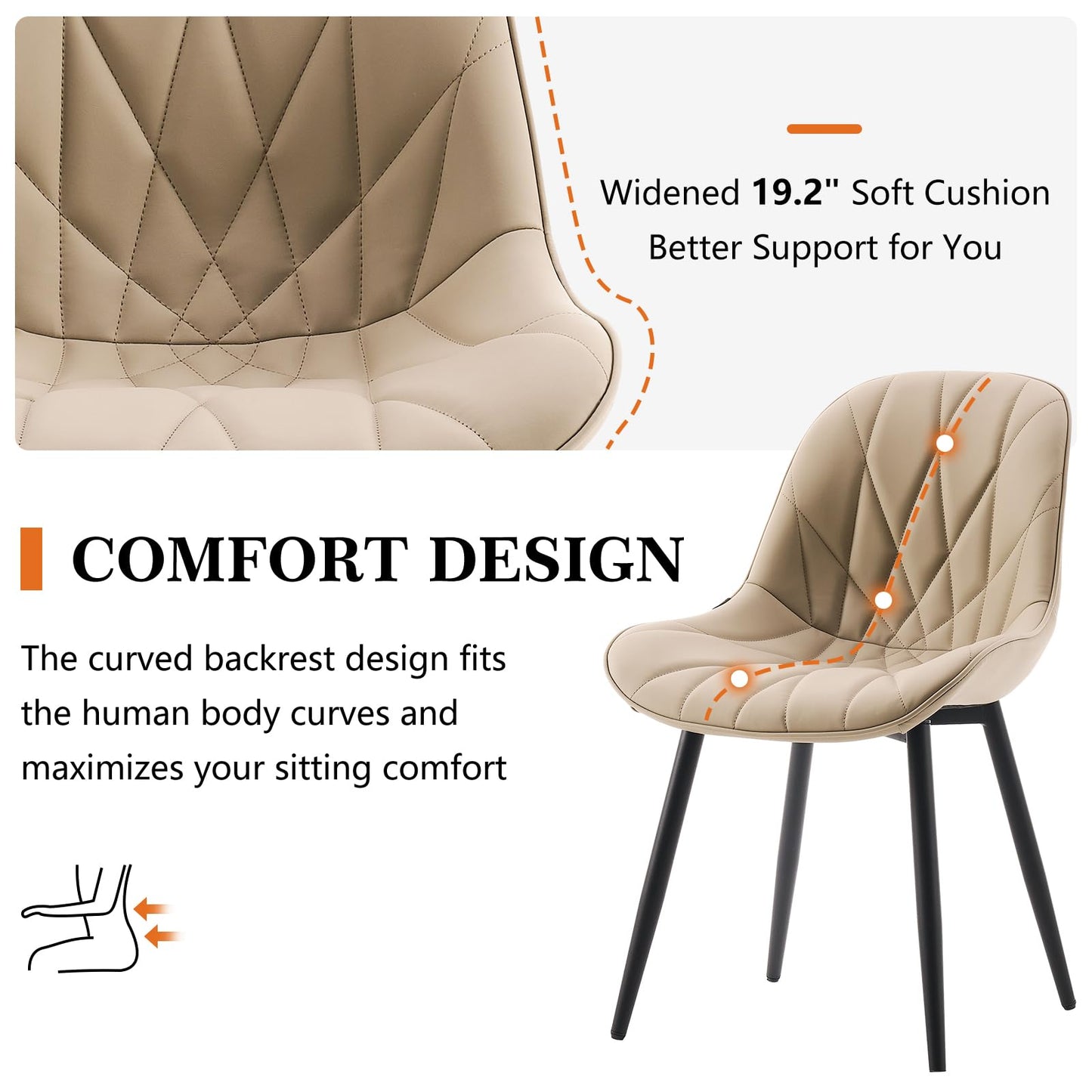 2 Modern White Dining Chairs
