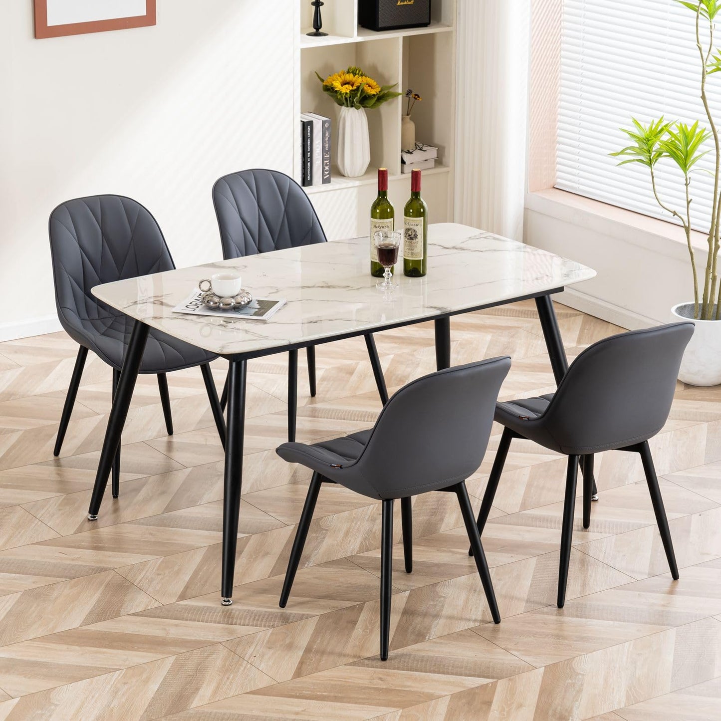 2 Modern White Dining Chairs