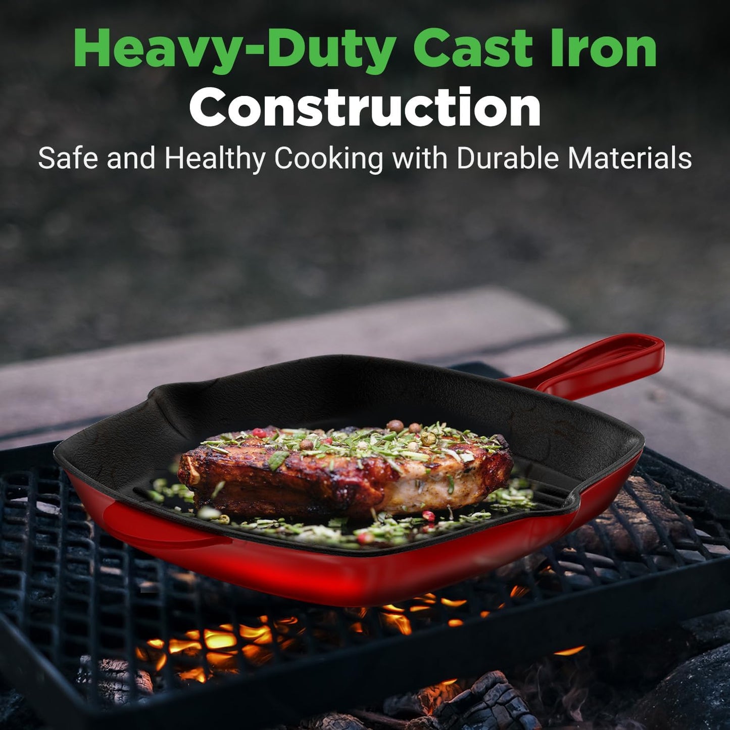 NutriChef 11" Cast Iron Grill Pan
