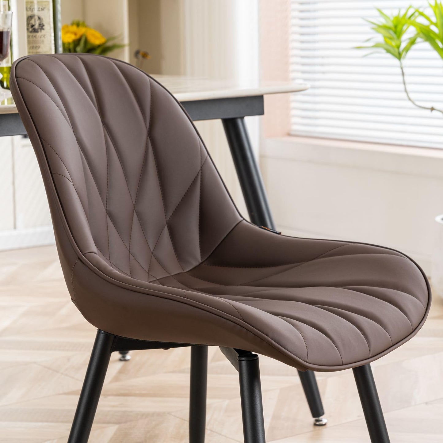 2 Modern White Dining Chairs