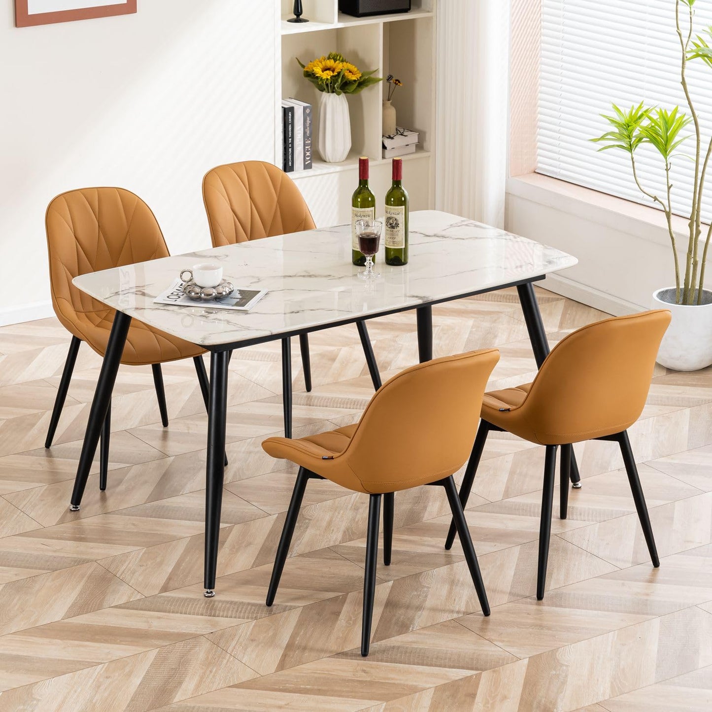 2 Modern White Dining Chairs