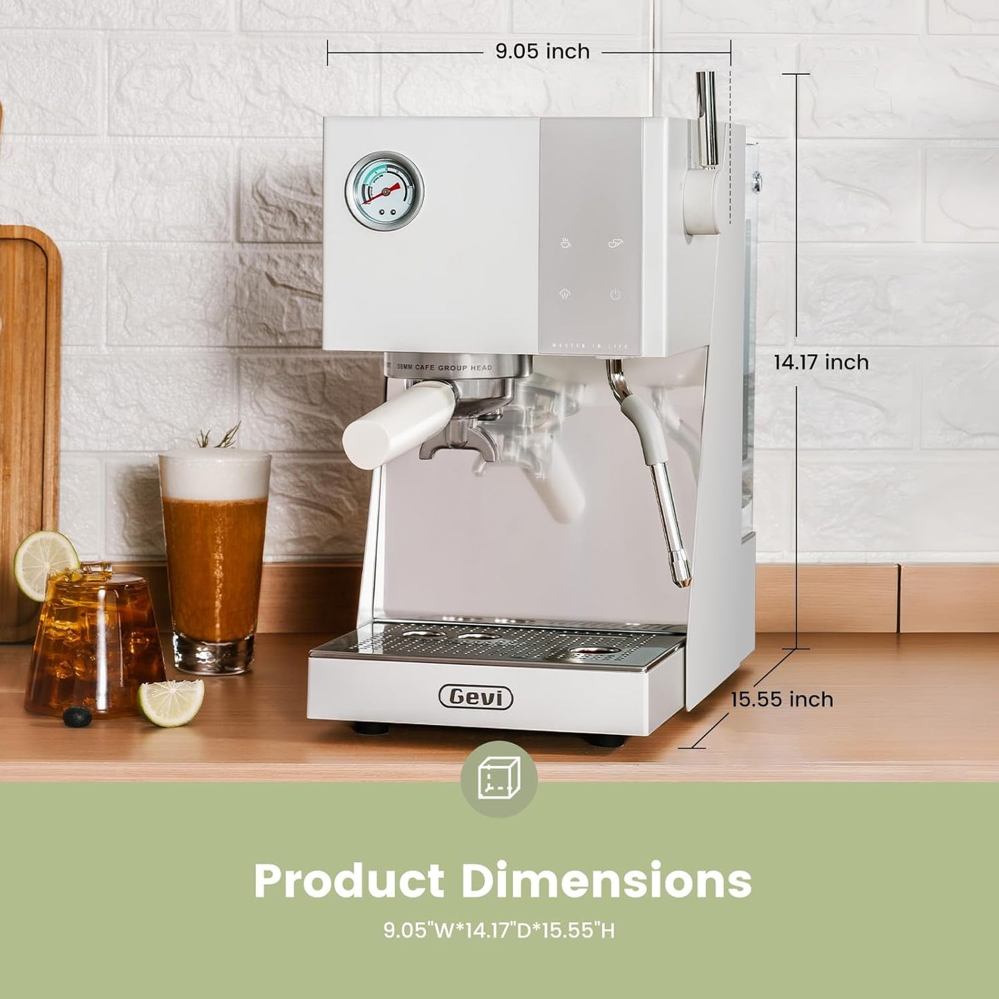 Gevi Espresso Machine – White
