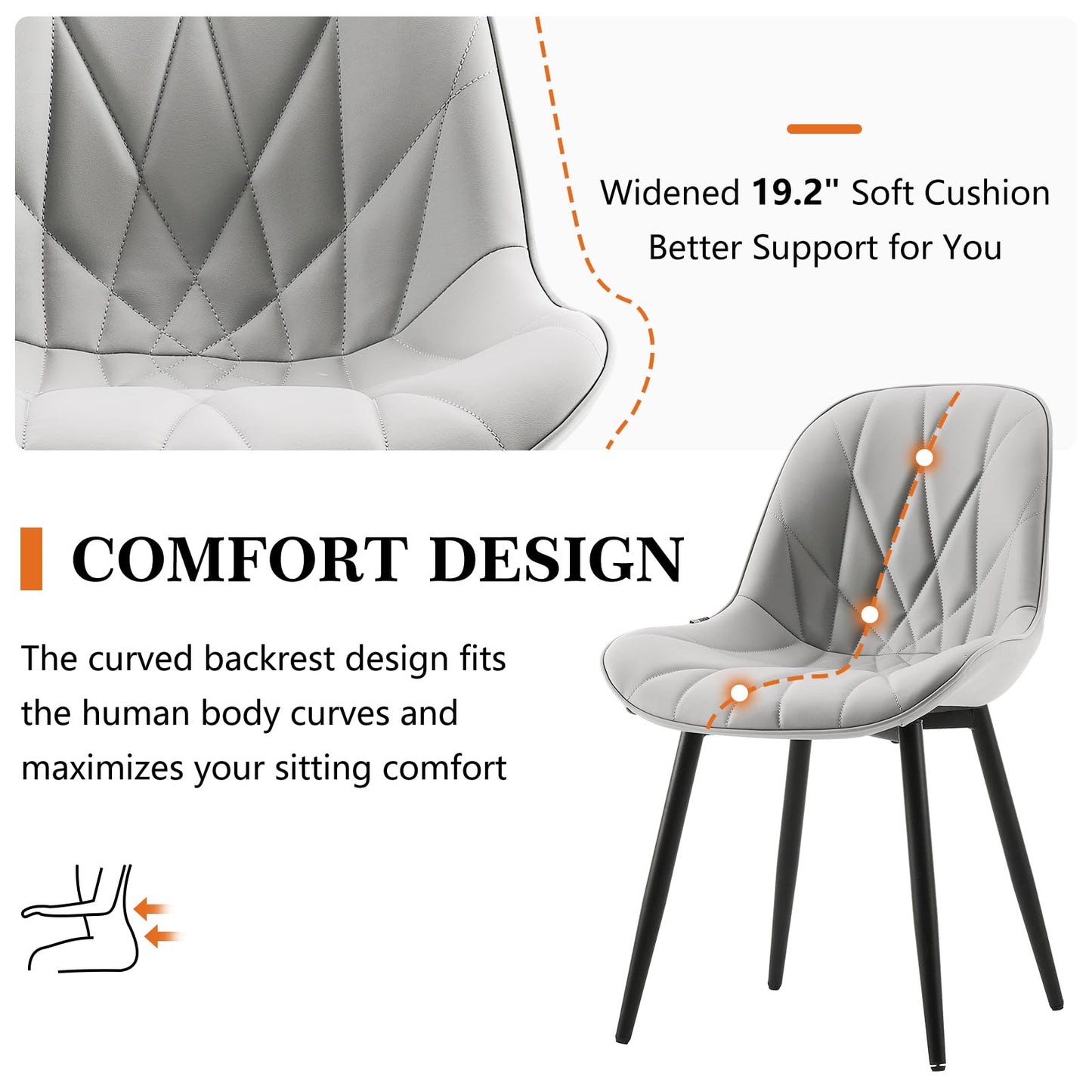 2 Modern White Dining Chairs