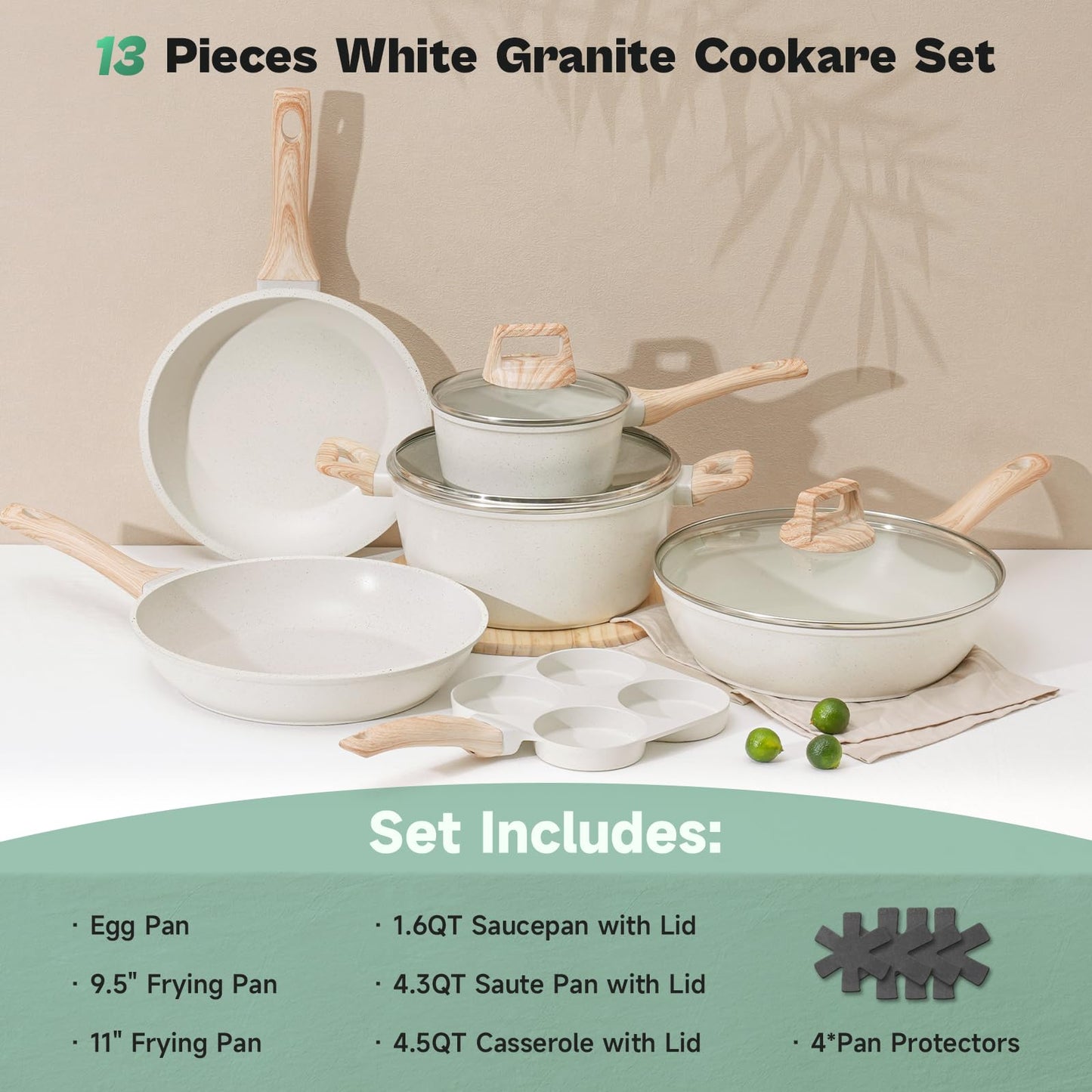 12-Pc Black Granite Cookware Set
