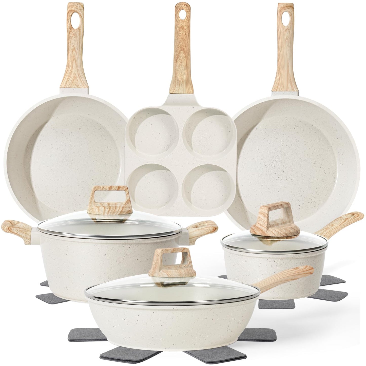 12-Pc Black Granite Cookware Set